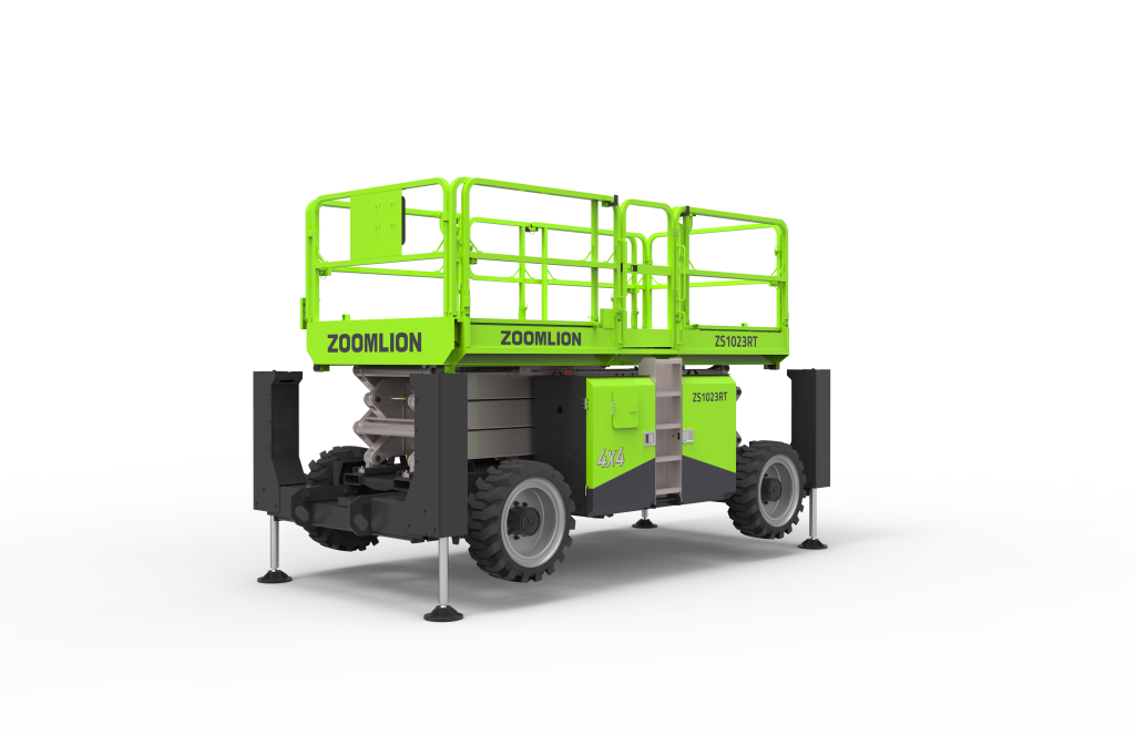 Nacelle ciseaux thermique Zoomlion ZS1023RT sur chantier
